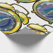 Retro-Zeit für die Vintage Goldalarmuhr Geschenkpapier