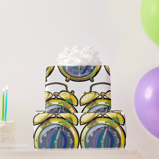 Retro-Zeit für die Vintage Goldalarmuhr Geschenkpapier