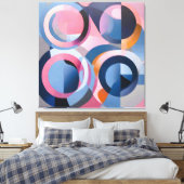 Retro Zeitgenössische Kunst in subtilen Tints Pink Leinwanddruck (Insitu (Schlafzimmer))