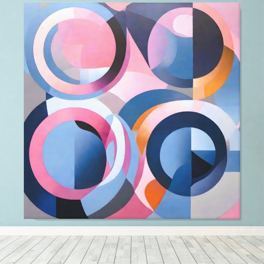 Retro Zeitgenössische Kunst in subtilen Tints Pink Leinwanddruck (Insitu (Holzboden))