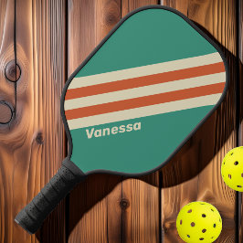 Retro Zeitlose Streifen mit Namen Pickleball Schläger