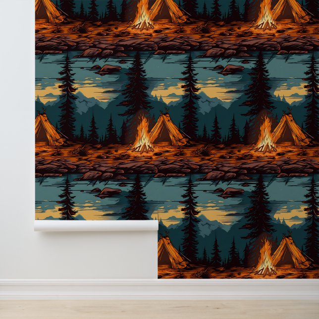 Retro Zelt und Campfire Tapete (Anwendung)
