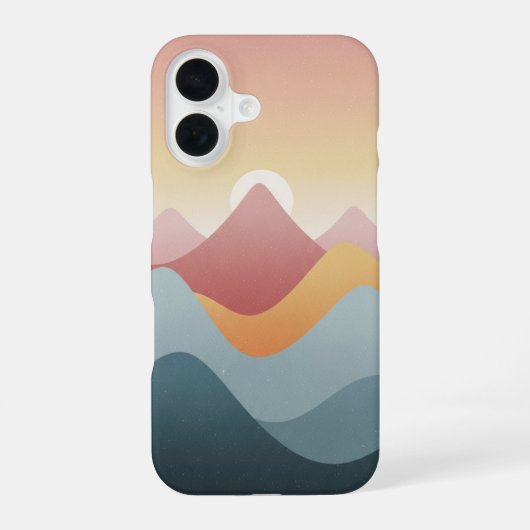 Retro-Zen-Berge iPhone 16 Hülle (Rückseite)