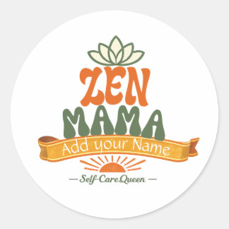 Retro Zen Mama Yoga Lotus Personalisierte Kunst Au Runder Aufkleber