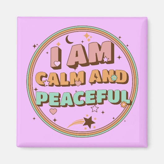 Retro Zen Vibes I Am ruhigen und Friedlich Magnet (Vorne)