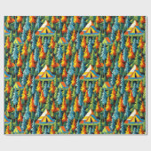 Retro Zents Camping Themed Geschenkpapier (Flach)