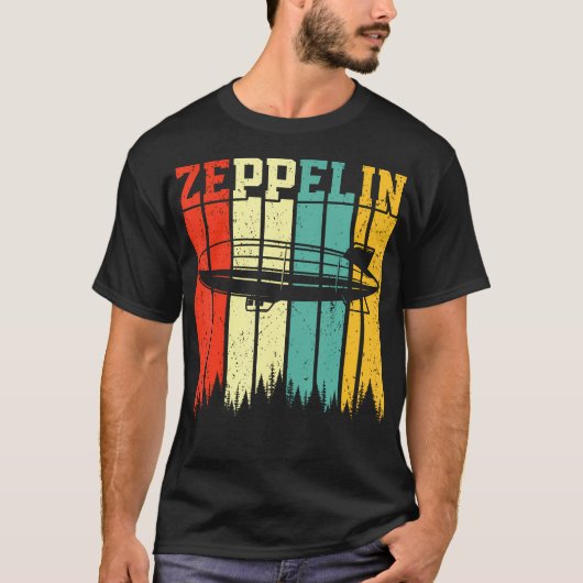 Retro Zeppelin 70er 80er Dirigible Luftschiff Zepe T-Shirt (Vorderseite)