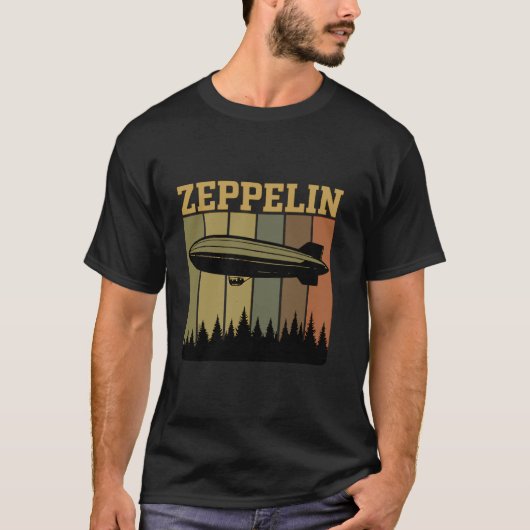 Retro Zeppelin 70er 80er Dirigible Luftschiff Zepe T-Shirt (Vorderseite)