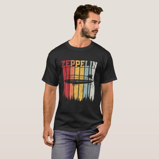 Retro Zeppelin 70er 80er Dirigible Luftschiff Zepe T-Shirt (Vorne ganz)