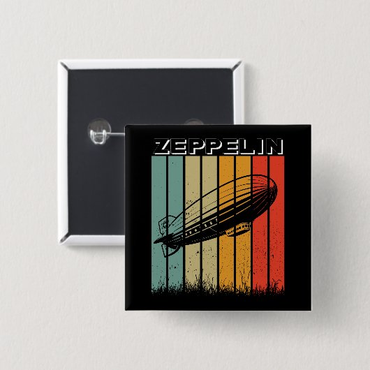 Retro Zeppelin Dirigible Luftschiff Zepelin Zeppli Button (Vorne & Hinten)