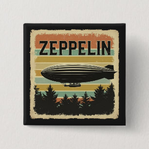 Retro Zeppelin Dirigible Luftschiff Zepelin Zeppli Button