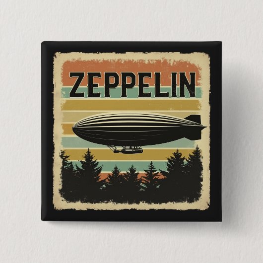 Retro Zeppelin Dirigible Luftschiff Zepelin Zeppli Button (Vorderseite)