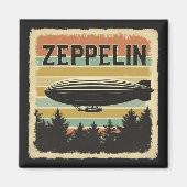 Retro Zeppelin Dirigible Luftschiff Zepelin Zeppli Magnet (Vorne)