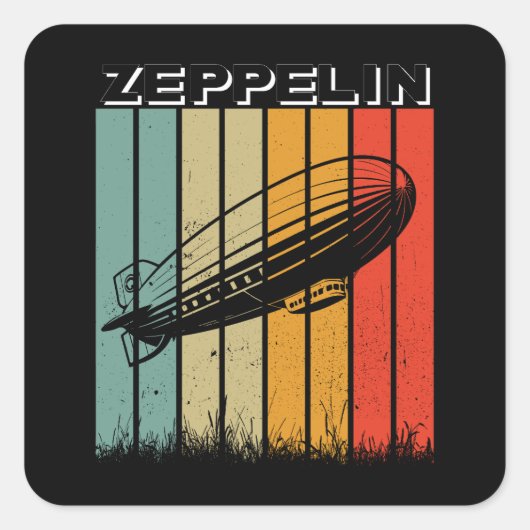 Retro Zeppelin Dirigible Luftschiff Zepelin Zeppli Quadratischer Aufkleber (Vorderseite)