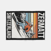 Retro Zermatt Schweiz Skigebiet  Fleecedecke (Vorderseite (Horizontal))
