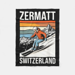 Retro Zermatt Schweiz Skigebiet Spaß alpin Fleecedecke