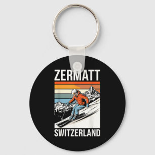 Retro Zermatt Schweiz Skigebiet Spaß alpin Schlüsselanhänger