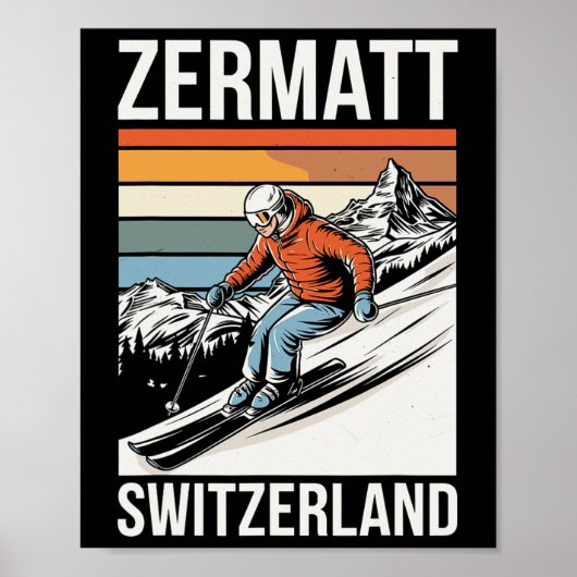 Retro Zermatt Switzerland Ski Resort  Poster (Vorne)