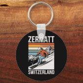 Retro Zermatt Switzerland Ski Resort Schlüsselanhänger (Vorderseite)