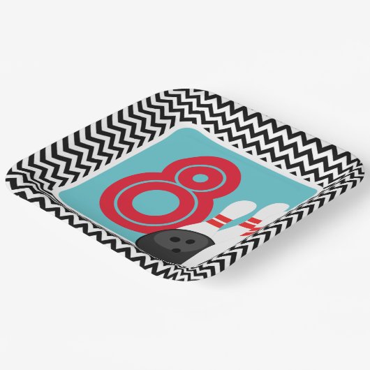 Retro Zickzack Bowling Birthday Paper Teller (Gewinkelt)