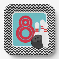 Retro Zickzack Bowling Birthday Paper Teller