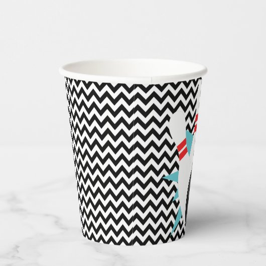 Retro Zickzack Bowling Party Paper Cups Pappbecher (Rechts)