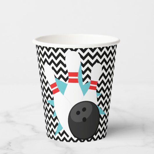 Retro Zickzack Bowling Party Paper Cups Pappbecher (Vorderseite)