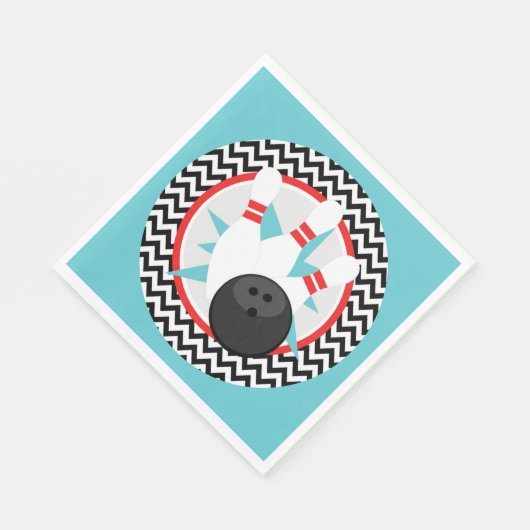 Retro Zickzack Bowling Party Paper Napkins Serviette (Ecke)