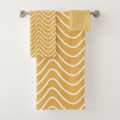 Retro Zickzack Muster Yellow Zigzag Badhandtuch Set (Insitu)