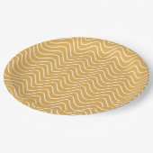 Retro Zickzack Muster Yellow Zigzag Pappteller (Schrägansicht)
