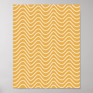 Retro Zickzack Muster Yellow Zigzag Poster