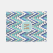 Retro Zickzack-Zickzack aquamarines blaues Fleecedecke (Vorderseite (Horizontal))