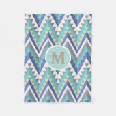 Retro Zickzack-Zickzack aquamarines blaues Fleecedecke (Vorderseite)