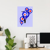 Retro-Zielscheibe und Mod-Kreislauf-Kunst Poster (Heimbüro)