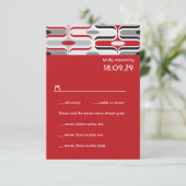 Retro Zig Zag Muster Moderne Kunst Hochzeit RSVP (Stehend Vorderseite)