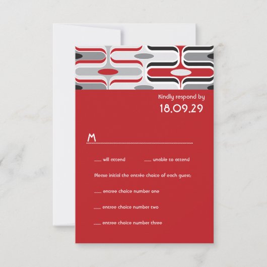 Retro Zig Zag Muster Moderne Kunst Hochzeit RSVP Karte (Vorderseite)
