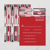 Retro Zig Zag Muster Moderne Kunst Hochzeit RSVP Karte (Vorne/Hinten)