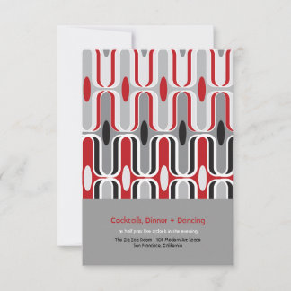 Retro Zig Zag Muster Moderne Kunst Hochzeitsempfan Einladung