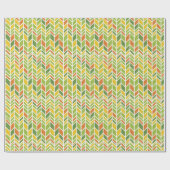 Retro Zig-Zag Orange & Green Zickzack Geschenkpapier (Flach)