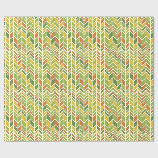 Retro Zig-Zag Orange & Green Zickzack Geschenkpapier (Flach)