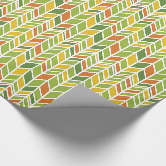 Retro Zig-Zag Orange & Green Zickzack Geschenkpapier (Ecke)