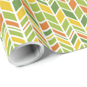 Retro Zig-Zag Orange & Green Zickzack Geschenkpapier (Rolleneckpunkt)