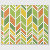 Retro Zig-Zag Orange & Green Zickzack Geschenkpapier (Flach)