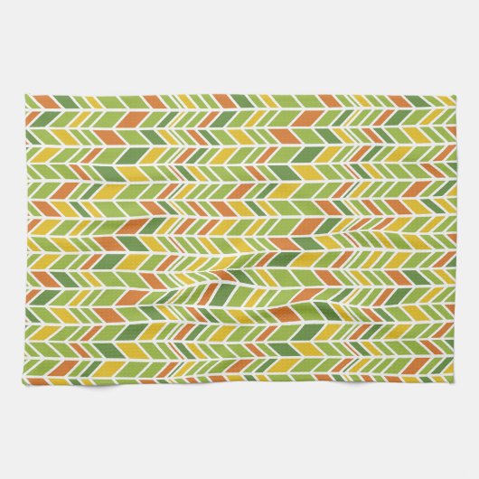Retro Zig-Zag Orange & Green Zickzack Geschirrtuch (Horizontal)