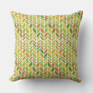 Retro Zig-Zag Orange & Green Zickzack Kissen