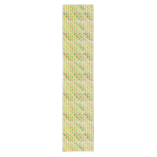 Retro Zig-Zag Orange & Green Zickzack Kurzer Tischläufer