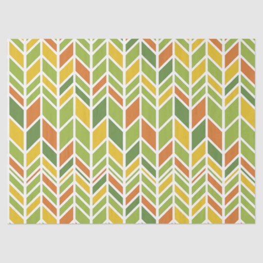 Retro Zig-Zag Orange & Green Zickzack Seidenpapier (Vorderseite)