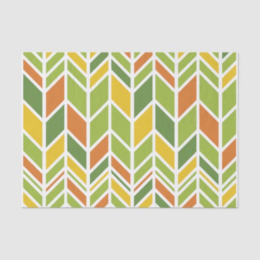 Retro Zig-Zag Orange & Green Zickzack Seidenpapier (Vorderseite)