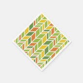 Retro Zig-Zag Orange & Green Zickzack Serviette (Ecke)