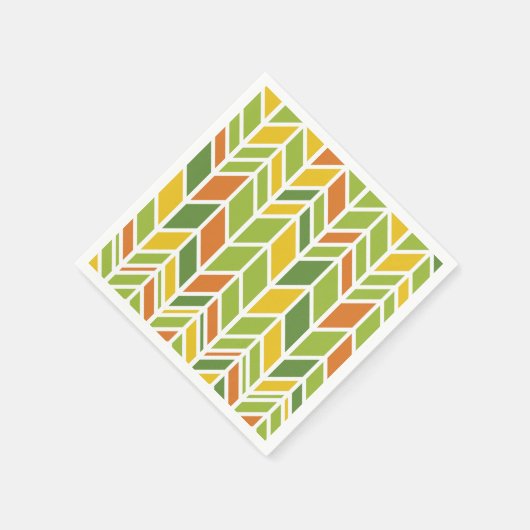 Retro Zig-Zag Orange & Green Zickzack Serviette (Ecke)